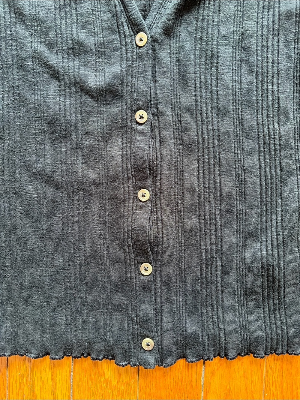Universal Thread Black Ribbed V-Neck Button Tank - Picture 3 of 3